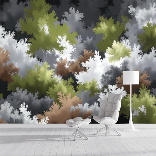 Papier peint soie de luxe design silhouette d'arbre vert 450x315 - 5
