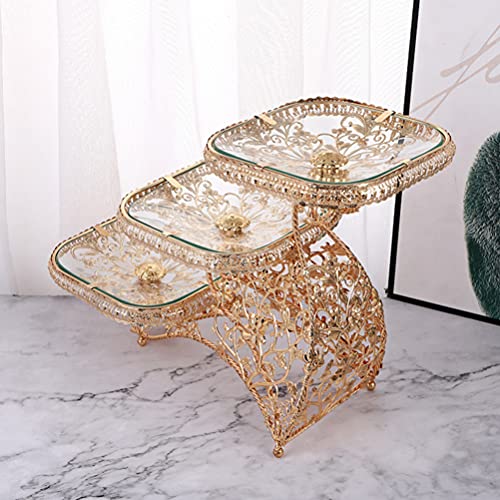 3 Tiered Cake Stand Tea Party Serving Platter Glass Fruit Plate With Iron Rack Dessert Cupcake Stand Snack Tray Display Rack Food Serving Tray Party Decoration #TOP5