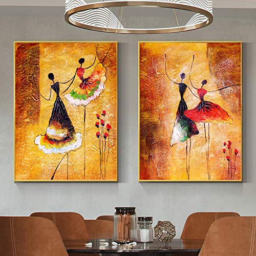 Abstrait danse filles toile sans cadre 70x100cm - Impression jet d'encre vintage