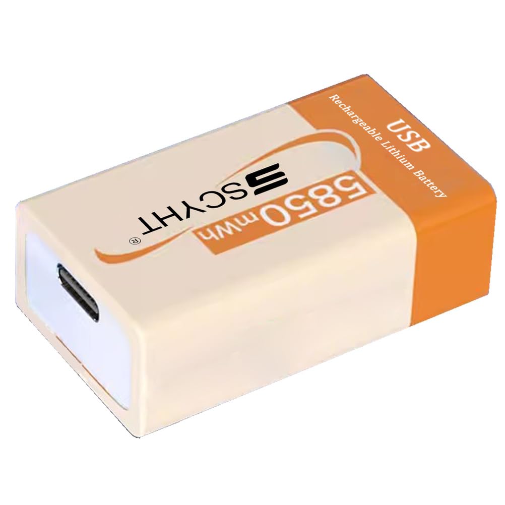 Baterie litowe USB 9 V Bateria zamienna 9 V Bateria litowo-jonowa do czujników dymu i radioodbiorników przenośnych Baterie 5850 mAh z kablem typu C,9v5850mah 2pack