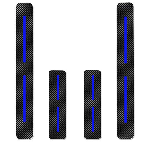 for OPEL Combo Cargo Vivaro Movano Carbon Fiber Door Sill Guard Protector Scuff Plate Cover Blue 4Pcs
