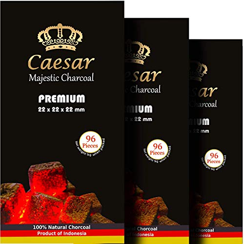Caesar 3kg Premium Coconut Natural Charcoal for Shisha & BBQ [Shisha Coal] 2.2 cm 288 Pieces