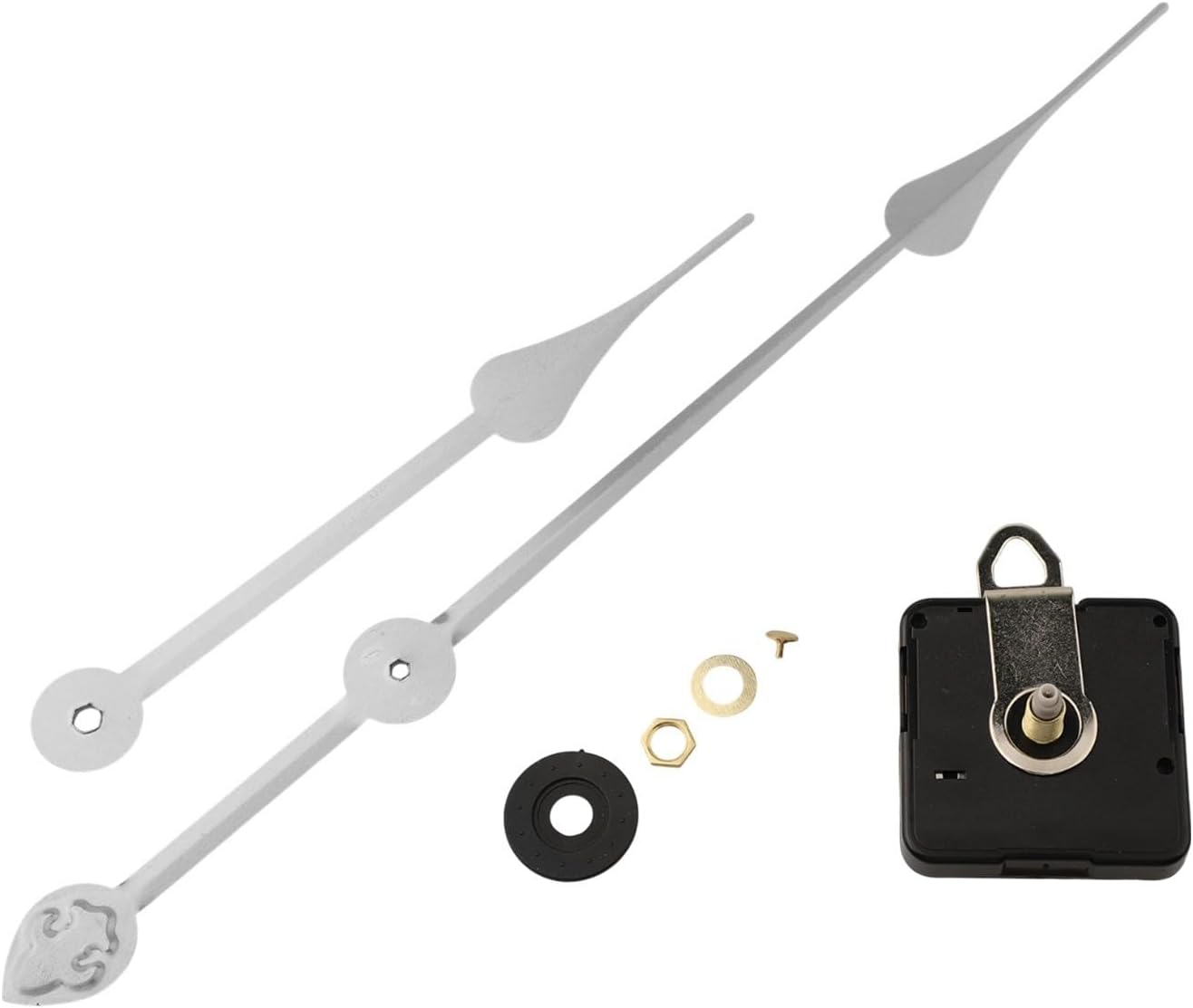 Silent Quartz Movement Replacement Kit for Wall Clocks Diameter 50-60cm, 5-8mm, Long Hands 200mm/230mm (Silver 2)