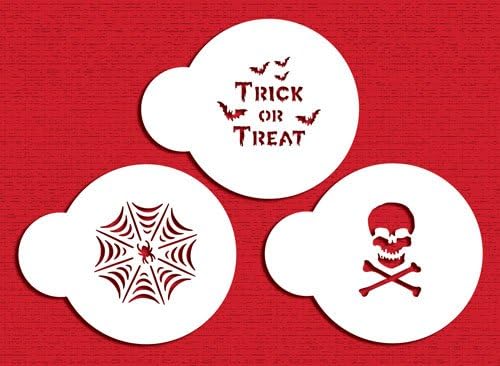 Miniatura 2 de Designer Stencils Juego de plantillas de mini truco o trato (telaraña, calavera y huesos, y truco o trato) Beigesemitransparente
