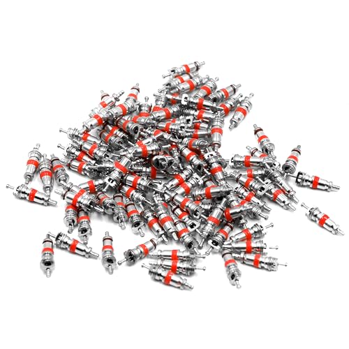 Hovom 100PCS Car Tire Valve Core, American/US Nickel-Plated Valve Stem