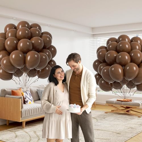 Image of Dark Brown Balloons 12 inch, Brown Latex 50pcs Party Balloons | Coffee, Birthday, Baby Shower, Wedding, Anniversary Party Decorations