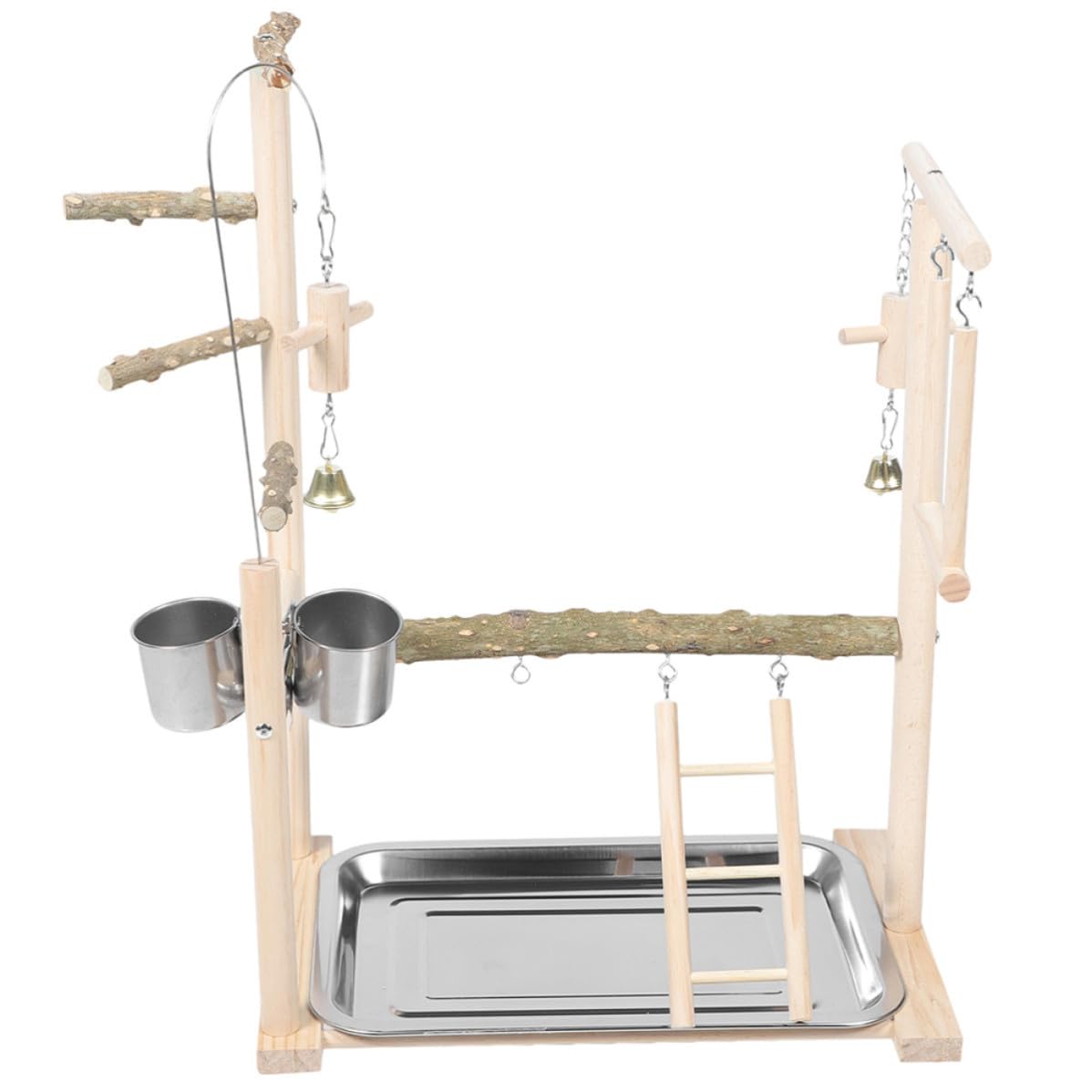 Supporto per Uccelli da Pavimento in Plastico con Parco Giochi Interattivo Multifunzionale per Pappagalli e Parrocchetti, Design Elegante Minimalista per Decorazione Casa