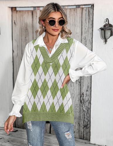 Image of Beyove Sweater Vest Sleeveless Oversized V Neck Sweaters Knitted Vest Pullover Tank Top