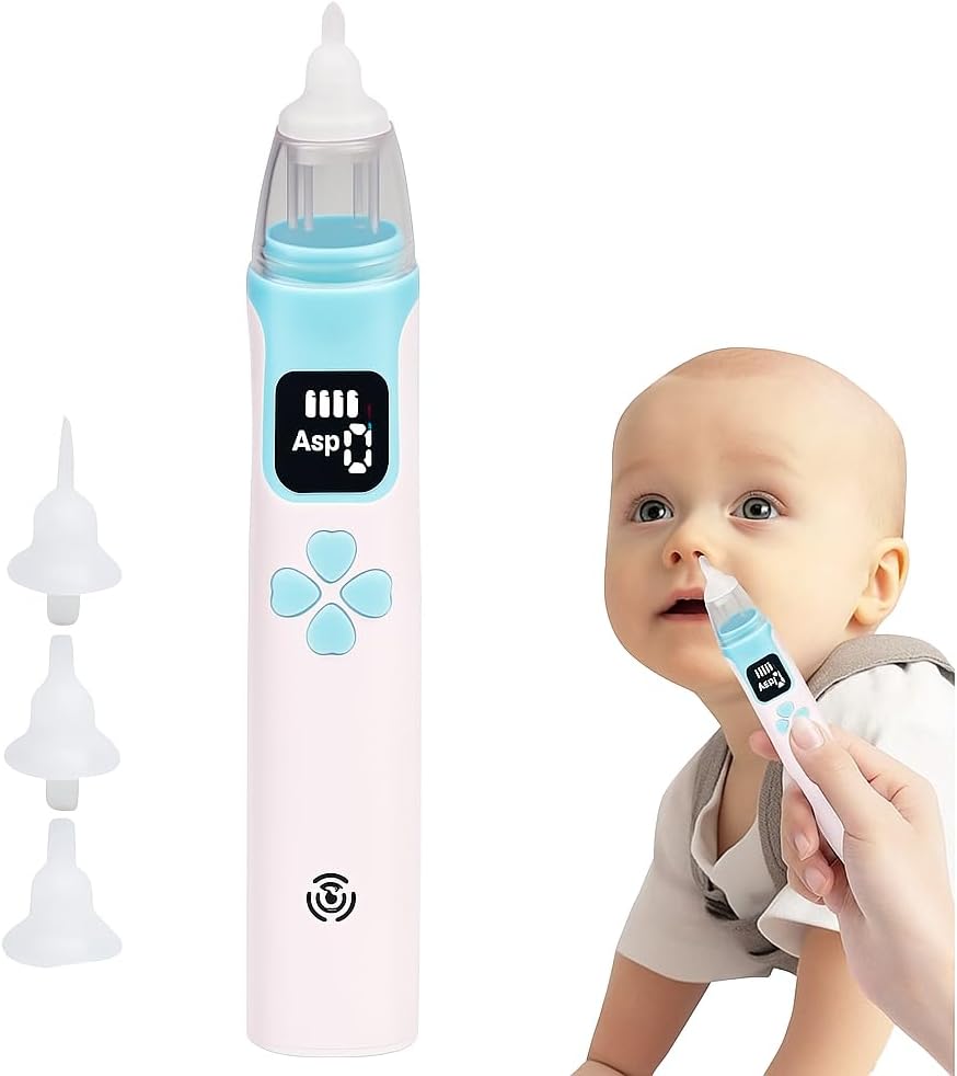 Aspirador Nasal Digital com 3 Velocidades, Bicos de Silicone, Carregável, Tela LCD, Seguro para Bebês (Azul, Único) Aspirador Nasal Digital com 3 Velocidades, Bicos de Silicone, Carregável, Tela LCD, Seguro para Bebês (Azul, Único)