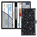 TOURSUIT Vehicle Insurance and Registration Holder for Car, Girly Interior Bling Car Accessories for