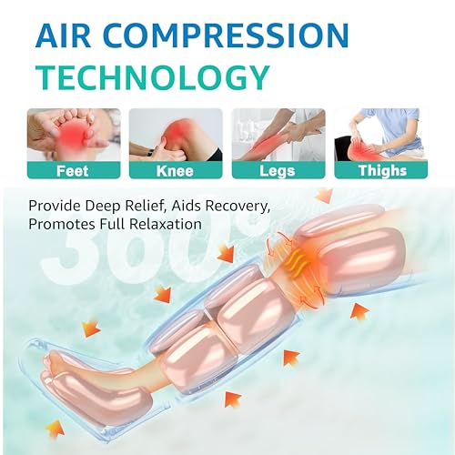 Image of VANTRO Air Compression Leg Massager | 6 Massage Modes | 3 Vibration Levels | Gentle Heat | Auto Pressurization | Timer (15 /20 /25 mins) | Pain Relief for Feet, Calf, Thigh & Knee - Relaxation Gift