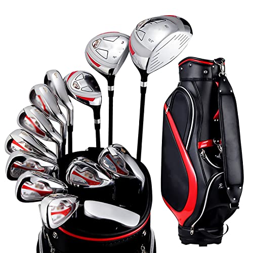 XSDAJSD Herren Golf Set, Golfschläger Set, Golf Standard Tasche und Golfschläger Anfänger Komplettset, Edelstahlschaft, 13 Teile