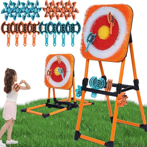 NUCTKP Axe Throwing Mane Target with 8 Axes 8 Darts Set, Outdoor Axe Throwing Game (Orange)