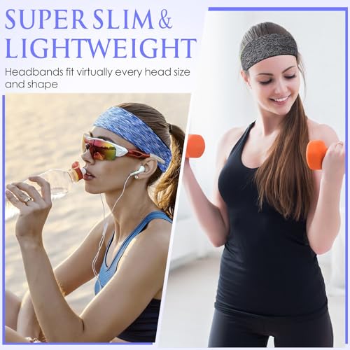 Image of Suhine 18 Pcs Sport Sweatbands Headbands for Men Women Running Workout Headbands Nonslip Sweat Absorbing Sweatband Stretchy Unisex Bandana for Tennis Baseball Football Cycling Yoga