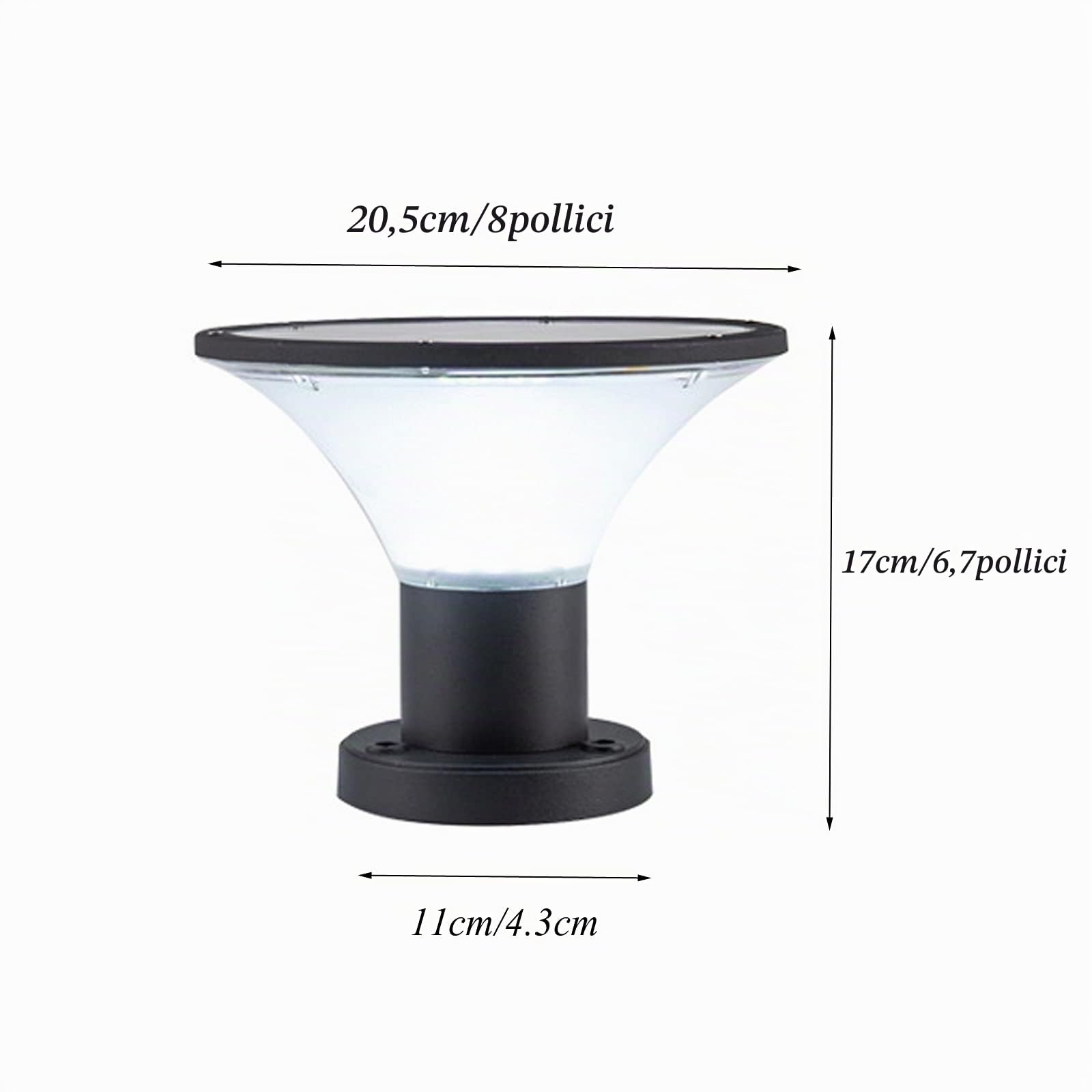 Lampione da Esterno 5W LED Lampada da Giardino Solari con Sensore Crepuscolare Alluminio Lampioncini IP65 Lampada da Sentieri, con Interruttore, 3000K/4000K/6000K,500lm, Nero