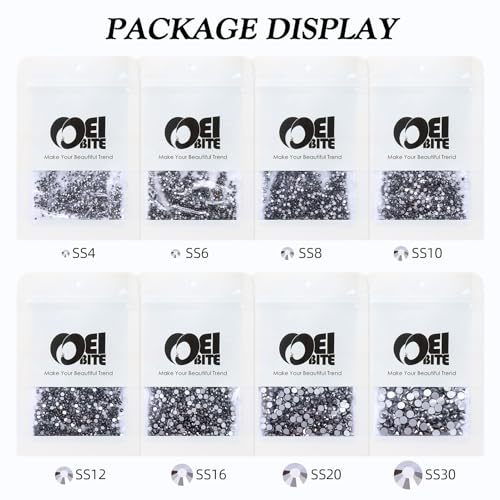 Image of Black hematite Flatback Rhinestones, Glass Rhinestones for Nail Art and Craft, Glue Fix, Loose Crystal Gemstones(Black hematite, SS6, 1440pcs, 1.9-2.0mm)