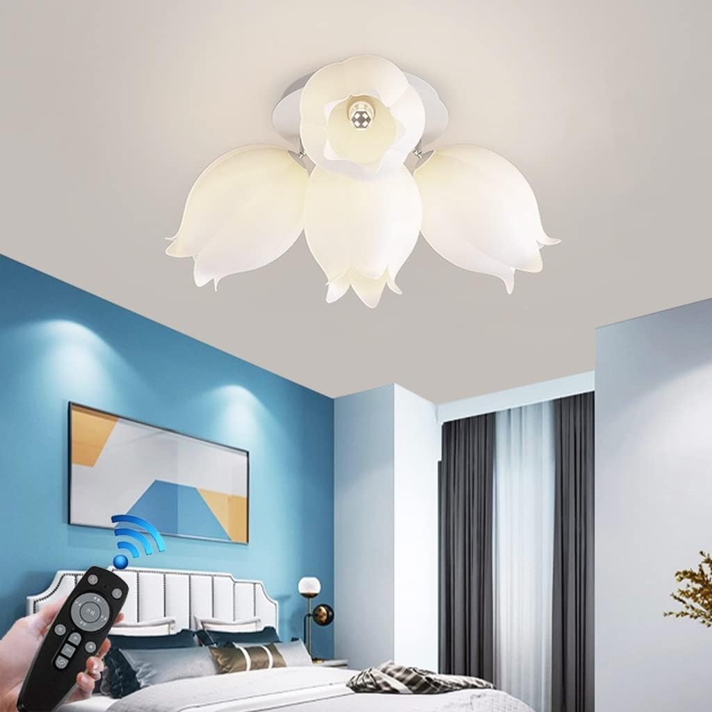 Plafonnier LED design floral télécommandable pour salon moderne