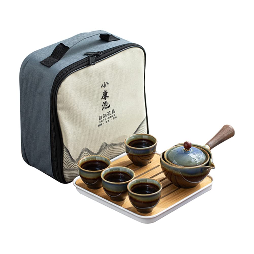 CTRLZS Porcelain Chinese Gongfu Tea Set Portable Teapot Set with 360 Rotation Tea Maker and Infuser Portable Gift B