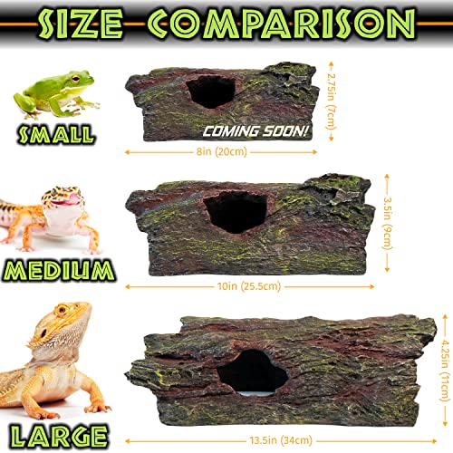 Magtara Log Hideout Rainforest Series - Decorative Resin Wood Hide Decor For Reptiles, Fish, Amphibians, Small Animals, Terrariums, Aquariums, Tanks #TOP5