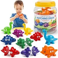 USATDD Numbers Matching Dinosaur Toy 1-10 Counting Sorting Game Double-Sided Dino Fine Motor Toys Number Recognition Learning Toy, Christmas Stocking Stuffers for for Kids Boys Girls