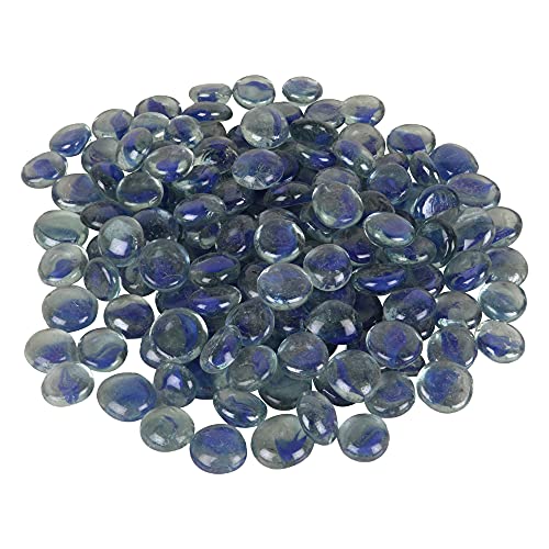 Image of Color Stone Decorative Shiny Glossy Flower Glass Pebbles for Vase Fillers Plant Pots Home Table Garden & Outdoor Decoration (Clear Blue Leaf 4Kg)