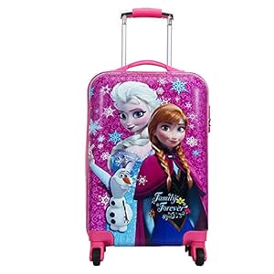 D Paradise Kids Girls 20 Inches Pink Elsa Anna Frozen Polycarbonate Hard-case Suitcase Travel Trolley Bag