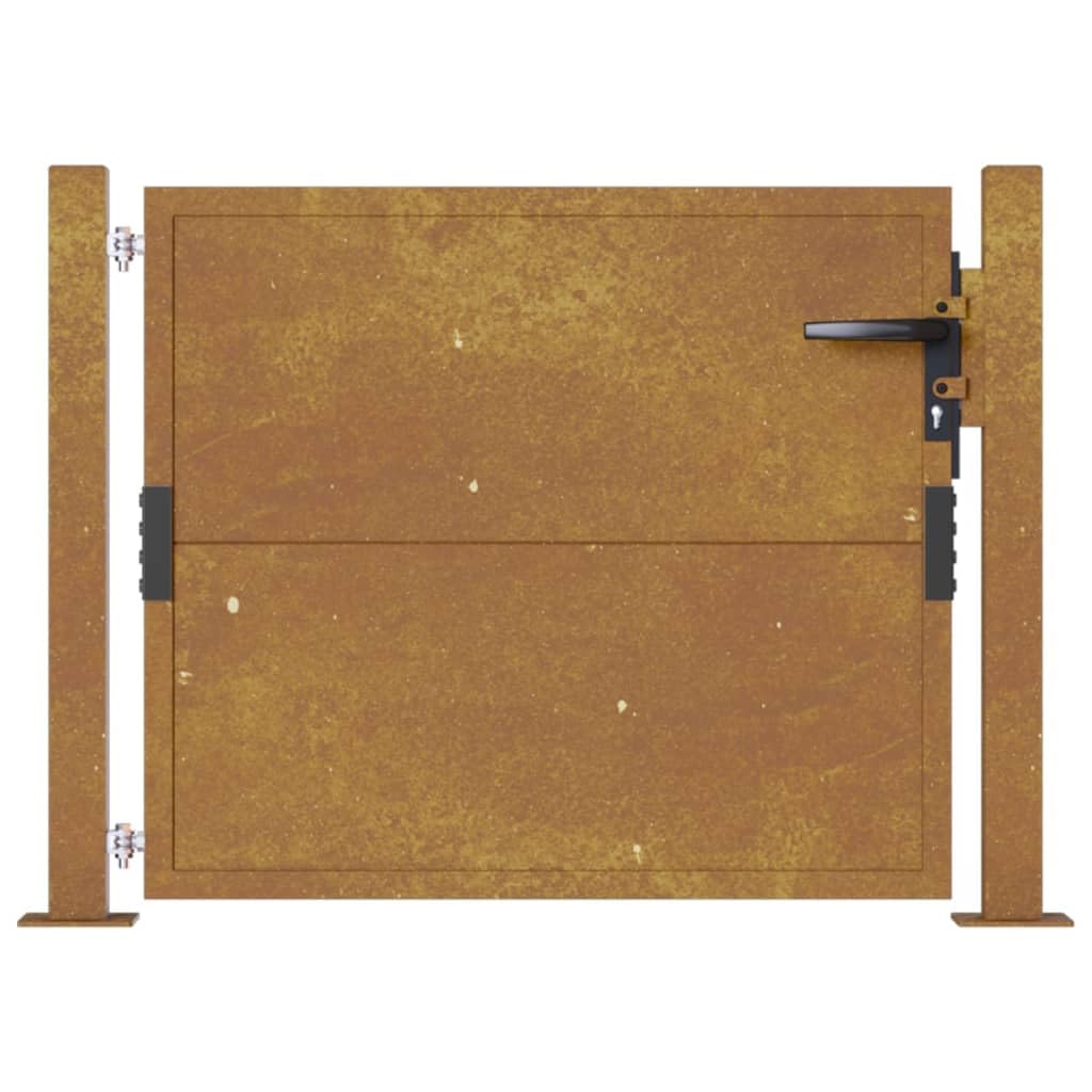 Festnight Puerta de Jardín Metalica 105 x 105 cm, Puerta de Exterior de Acero Corten, Marrón