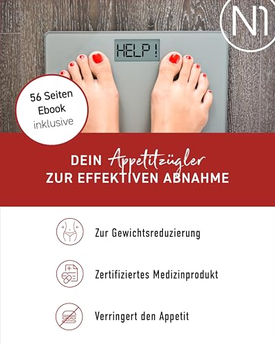 N1 Appetitzügler FORTE - Medizinprodukt zur Behandlung von starkem Übergewicht - Diät, Appetitzügler stark schnelles Abnehmen, Abnehmen Tabletten schnell, 42 Kapseln