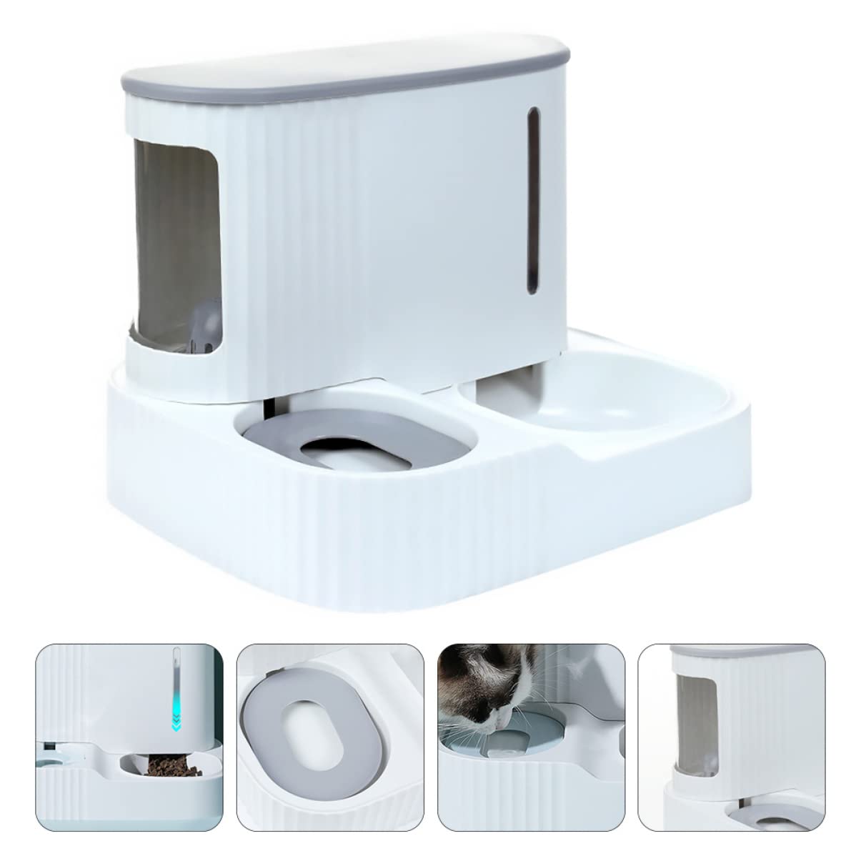 Automatischer Futter und Wasserspender 0,85l Wasserspender 3l Futterbehälter Abnehmbar mit Sichtfenster Zufällige Farbe für Hunde und Katzen