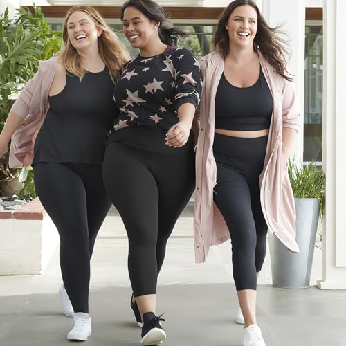 MOREFEEL Plus Size Leggings for Women-Stretchy X-Large-4X Tummy Control High Waist Spandex Workout Black Yoga Pants3