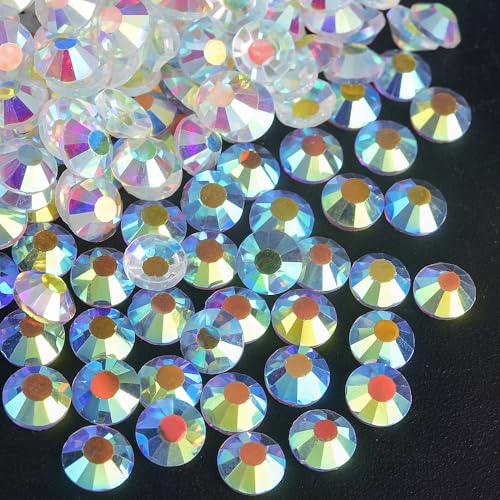 Image of 1440 Pieces SS20 /4.6-4.8mm Clear Crystal Flat Back Brilliant Round Rhinestones Glass Stones Glitter Gems Transparent Crystals Diamond (Clear AB).