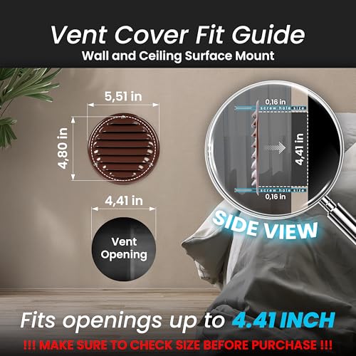 Image of Repa Market 4 Inch (Opening) Brown Air Vent Cover, Galvanized Steel Louver Air Vent Covers w /Mesh, Wall Ceiling Vent, Dryer Vent Cover, HVAC Register Vent Cover, Shed Vent, Ac Vent Cover