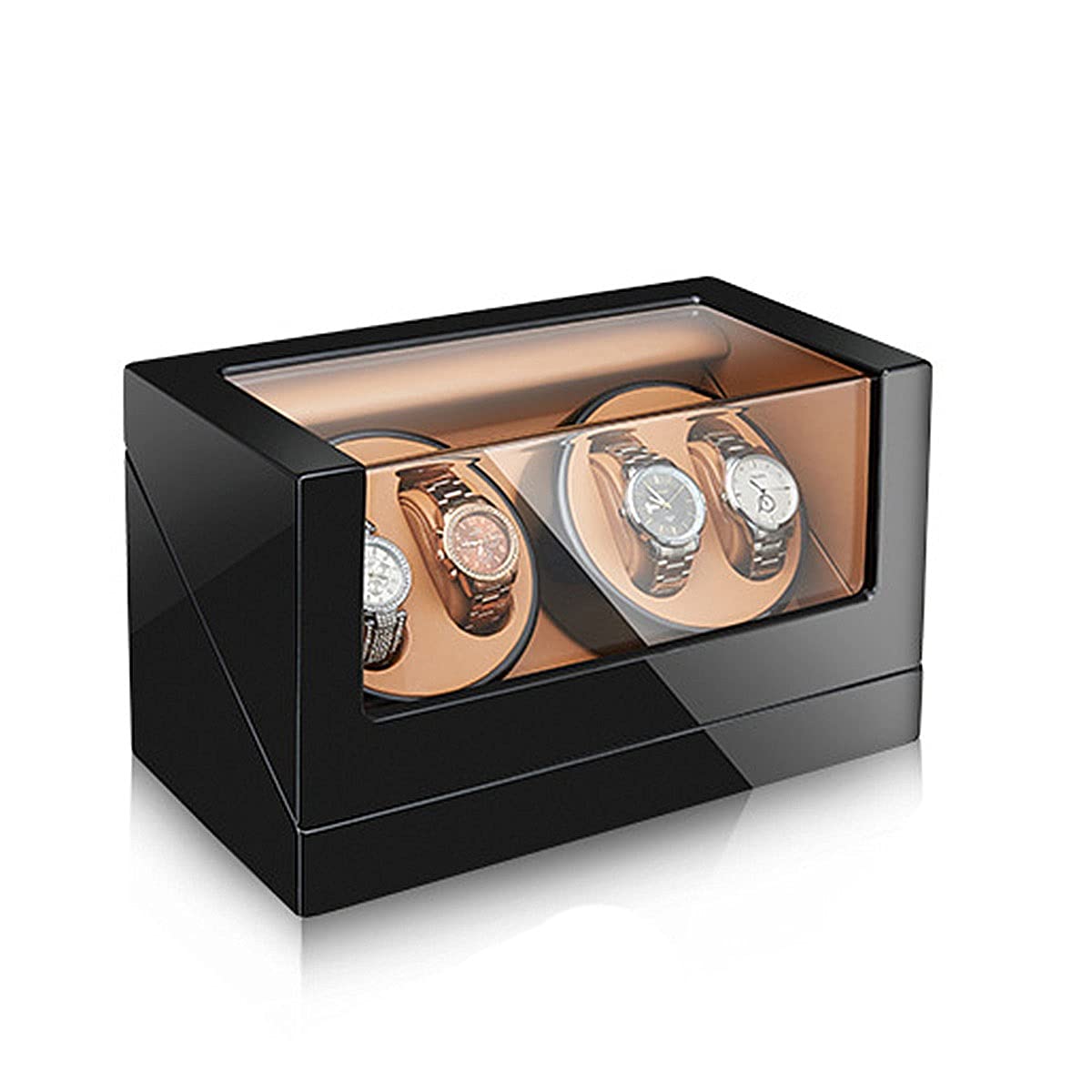 QUSYZD Watch Boxes Watch Winder, 4 Watch Winders Box for Automatic Watches with Extremely Quiet Motor, Adjustable Watch Pads,B-A