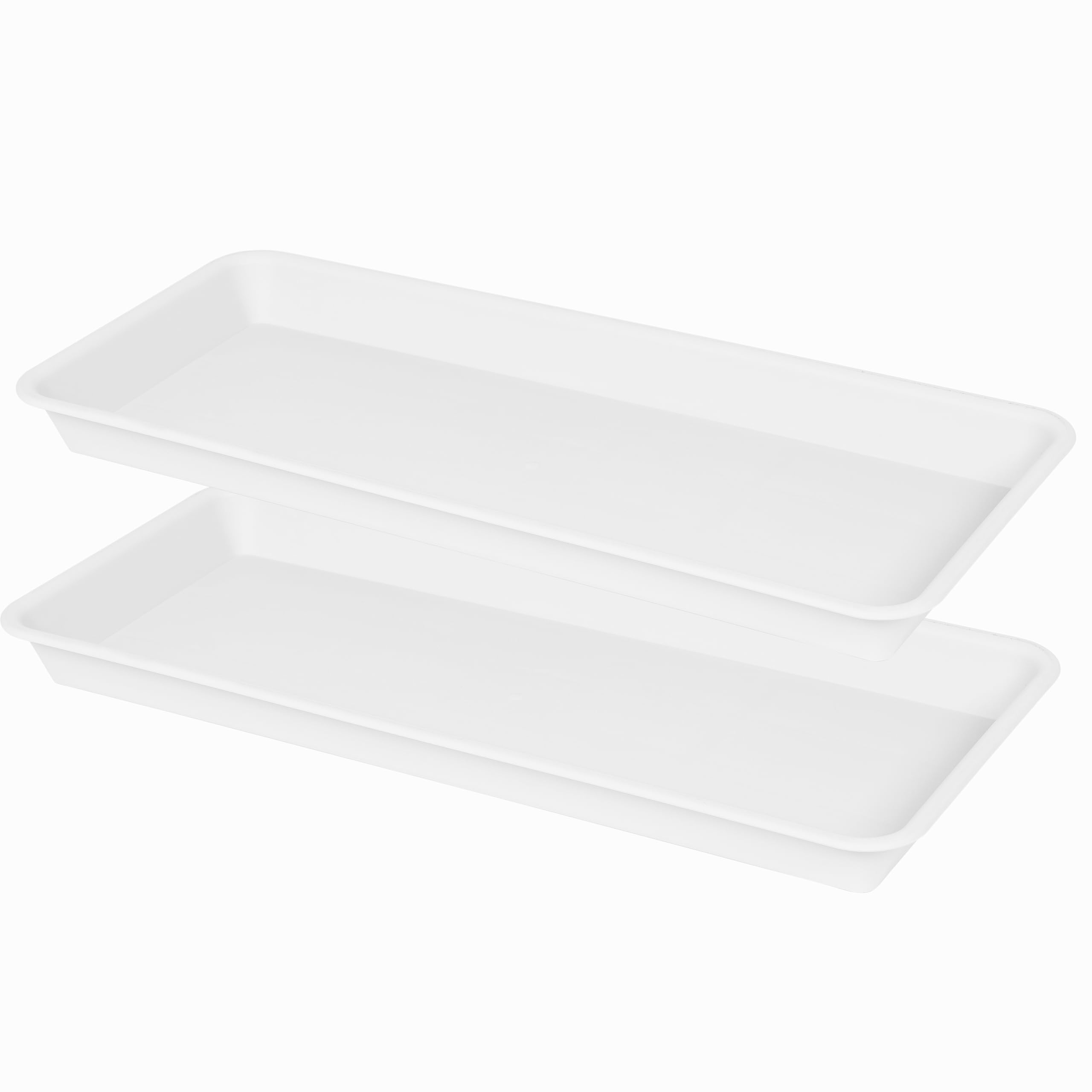 2 Pack Plastic Plant Saucer, Rectangular, Indoors Outdoor, Water Drip Tray for Planter, Windowsill (6 X 11 Inch, Creamy White)