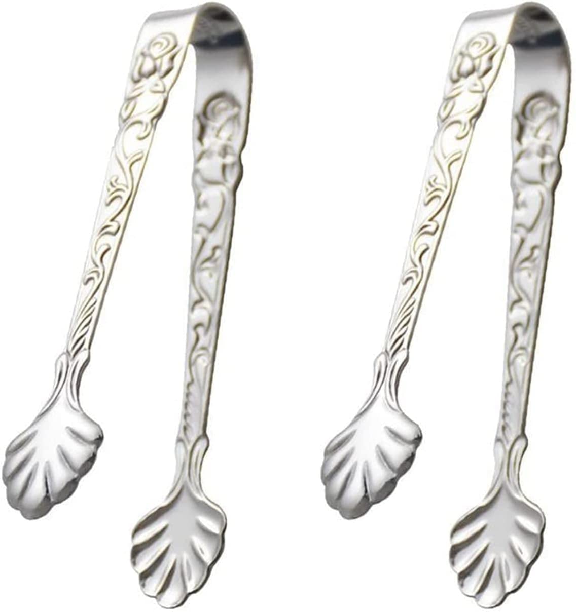 WIPPWER BARBECUE 2 pièces Pince à glaçons en Acier Inoxydable Pince à Glace Pain Nourriture BBQ Pince Barbecue Pince Pince à Glace Barre d'outils Accessoires de Cuisine Pinces(Silver)