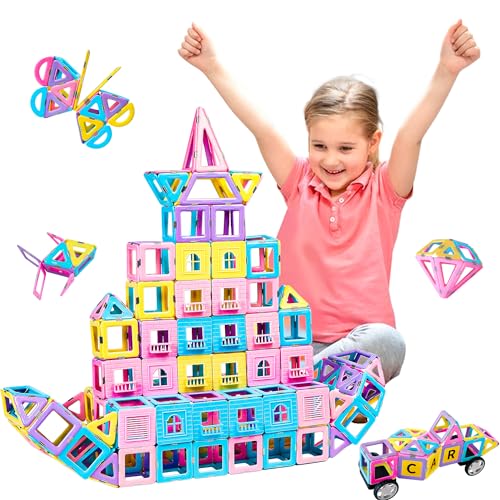 Image of MAGBLOCK Magnetic Building Blocks Set: 156Pcs Magnetic Tiles Gifts with Car, Letter Card and Ferris Wheel, Upgrade Magnet Kids Toys for 3+ Year Old Boys Girls, STEM Toddler Toys for Inventive Learning
