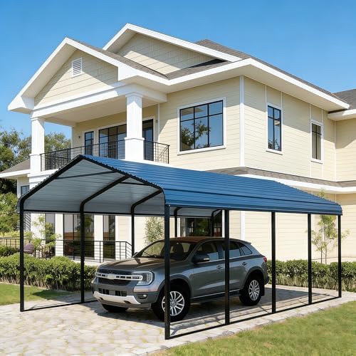 12x20 FT Heavy Duty Metal Carport - Galvanized Steel Car Shelter ...