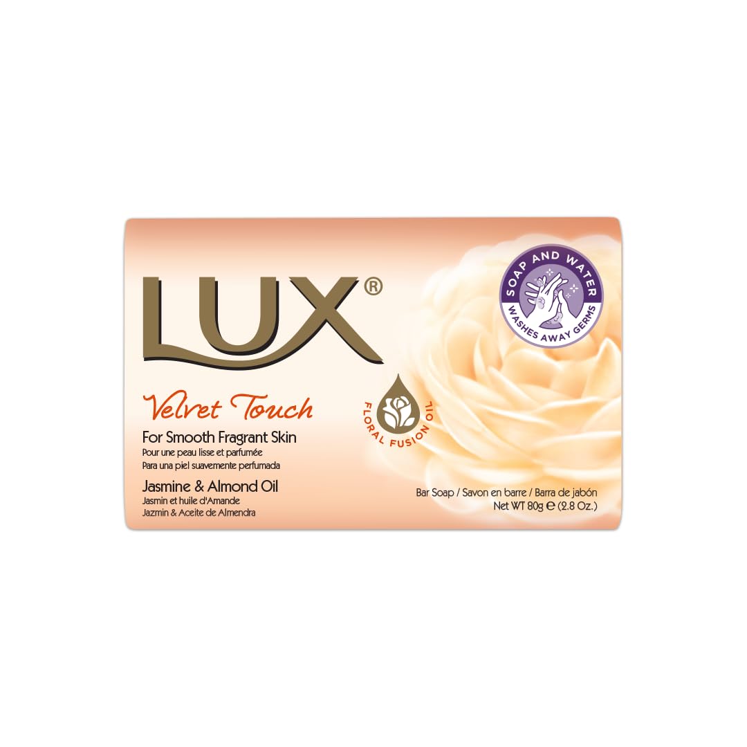 LUX Velvet Touch Soap Bar, Jasmine & Almond Oil, for Smooth Fragrant Skin 80g (6 Pack), 80 g (Pack of 6) - Image 2