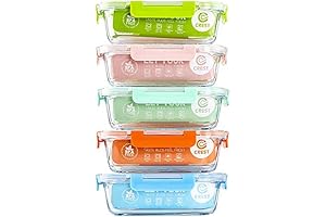 C Crest [5 pack] Glass Lunch Box, Glass Food Storage Containers with...