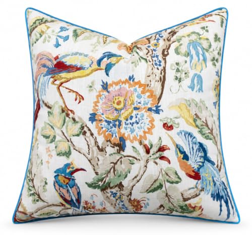 VAGMINE Jacobean Bird Floral Print 20x20 Throw Pillow Cover, Multi