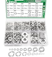 Aienxn 1000PCS Flat Washer and Spring Lock Washers Assortment Kit, 304 Stainless Flat Washers for...