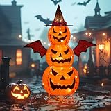3FT-Halloween Decorations Outdoor – 37 Inch Collapsible Pumpkin Man with 40 LED Lights, Stretchable Pop Up Jack-o'-Lantern for Yard, Garden, Porch, Party Decor