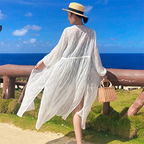 Bikini cover up largo de encaje cárdigan fino para cubrirse del sol en la playa 6