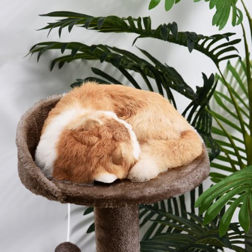 Image of Cat Tree Tower, Multi-Level, Grey, Sisal Scratching Posts, 36 Inch Height, with Perch and Hanging Toy (FURR-40) (Brown)