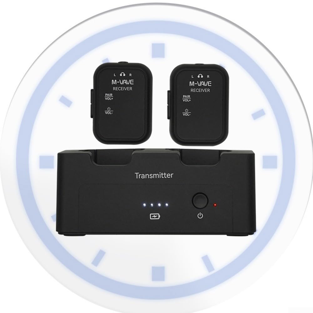 EasyByMall Receptor transmisor de audio inalámbrico para monitor de auriculares M-VAVE WP-12, rango de 30 m para estudios de grabación, ensayos de banda