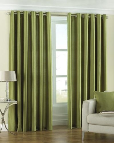 Exporthub Solid (Pack of 2) Eyelet Polyester Long Door Curtains (10ft) - Green