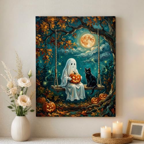 Lienzo de Halloween de 40x50 cm, la solución rápida para decorar paredes vacías en salas