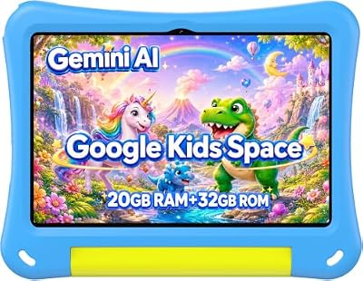 SVITOO Kids Tablet 10 Inch, Android 16 Parental Controls Blue Dinosaur Case