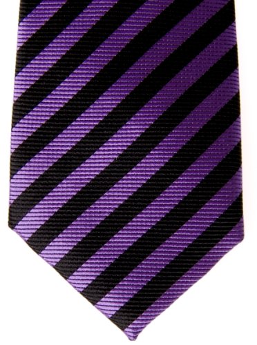 Retreez Stripes Woven Pre-Tied Boy's Tie - Purple And Black Stripes - 4-7 Years #TOP1