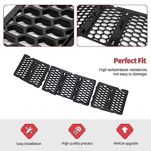 Image of 3PCS Honeycomb Grill Inserts Compatible with Jeep Grand Cherokee 2014-2016 (Black)